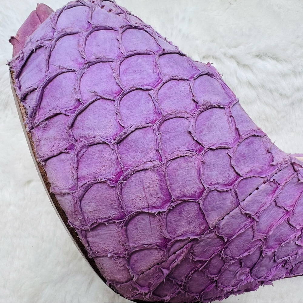 HOUSE OF HARLOW Leather Lilac Purple Peep Toe Python Pearl Pumps Heels S… - Picture 9 of 15